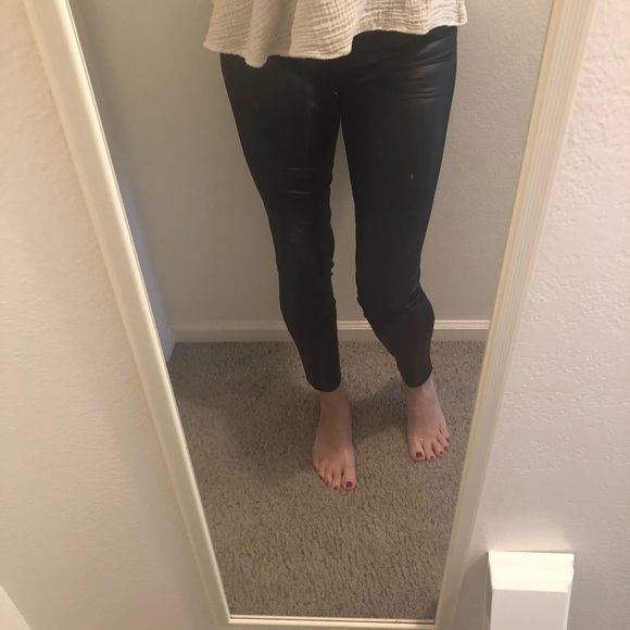 Black Faux Leather High Waist Leggings - Picture 2 of 5